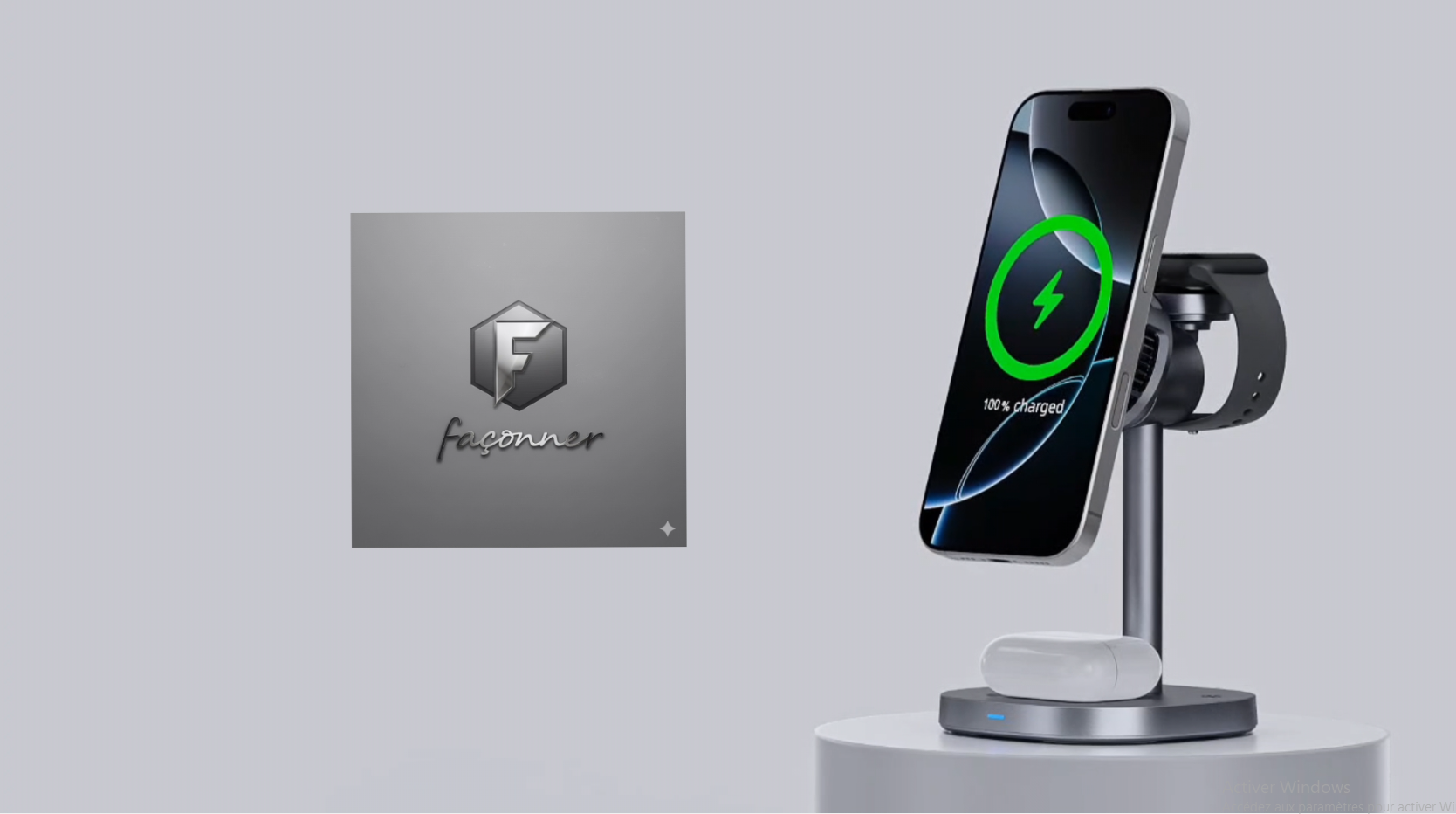 Station de charge 3-en-1 Façonner Titane